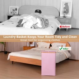 RFWR® Slanke Opvouwbare Wasmand 60L met Deksel - Handig voor Slaapkamer en Badkamer — thumbnail 2