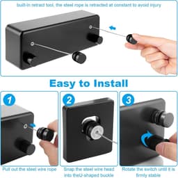 LDHHYH Clothesline Extendable 4.2m Wall Mounted, Retractable Clothes Line, Black Clothesline, Pull-out Clothesline, Pull-out Wall for Indoor, Balcony, Utility Room — thumbnail 3