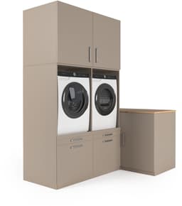 Wasophoogte® Wasmachine Kast Hong Kong - Wasmachine verhoger - Wasmachine ombouw - 700(D)*2030(B)*2350(H) mm - Taupe — thumbnail 3