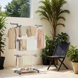 Kleding droogrek - opvouwbaar wasrek - roestvrijstalen standaard - spatiebesparing - 63,5 cm x 128,02 cm x 172,97 cm — thumbnail 4