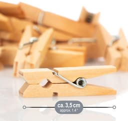 Mini Wasknijper Clips - Decoratie - Set van 240 - Lichtbruin - Lotushout — thumbnail 2