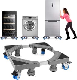 Wasmachine verhoger verstelbaar - wasmachine sokkel onderstel met 8 voeten en 4 wielen - antislip en schokabsorberend - 40-63 cm - wasmachinebasis Wasmachine verhoger — thumbnail 4