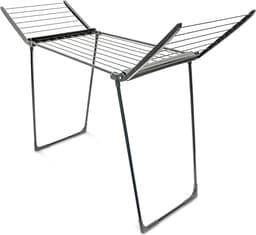 Opklapbaar droogrek - 104x169x545 cm - 13m waslijn - zwart — thumbnail 1