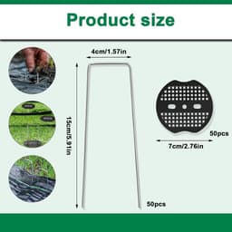 SnelShoppen - Grondankers Grondanker Set van 50 + 50 Wasers, Stalen Haringen voor Bevestiging van Onkruidvlies, Worteldoek voor Tuin en Buiten — thumbnail 3