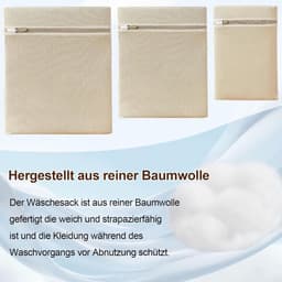SnelShoppen - Set van 6 Premium Katoenen Waszakken met Rits Zonder Microplastic, Wasnet, Waszak voor Wasmachine, Reisorganisator voor Vuilwas, Eco-vri — thumbnail 3
