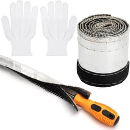 Aluminium-titanium hittebestendige slang van 1 m met 15 mm diameter, inclusief handschoenen, voor kabelbescherming en isolatie — thumbnail 1