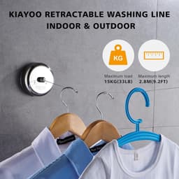Retractable Clothesline, for Indoor & Outdoor, 2.8m, Wall Mounted, Laundry Rack, Utility Room, Bathroom, Duvets - ShopVlot — thumbnail 5