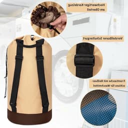 Grote Waszak van 90 Liter, Waterdicht en Vouwbaar, Ideaal voor Huis, College en Reizen, Met Verstelbare Schouderbanden in Lichtgrijs en Donkergrijs — thumbnail 4