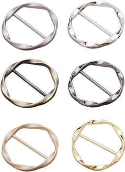 Metalen kledingringen voor dames en meisjes - Set van 6 - Stropdassen clips - Zijden sjaalringen -T-shirtclips - Kledingaccessoires — thumbnail 1
