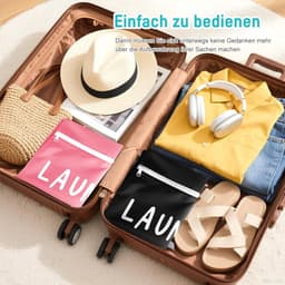 2 stuks kleine reiswaszak met ritssluiting, waterdichte waszak voor fitness, 48 x 38 cm, waterdichte waszak voor reizen, opvouwbare vuile was, wasverzamelaar (roze + zwart) — thumbnail 5