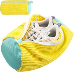 SnelShoppen - Schoen Waszak voor Wasmachine - Herbruikbare en Duurzame Schoenwaszak voor Sport- en NetSchoenen 19 x 39 cm Geel met Zachte Binnenborste — thumbnail 1
