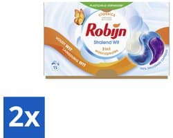 2 x Robijn Wascapsules 3-in-1 Stralend Wit 15 stuks per verpakking - Wit Was - Stralend Wit - Wascapsules - White Serum - Wasbescherming