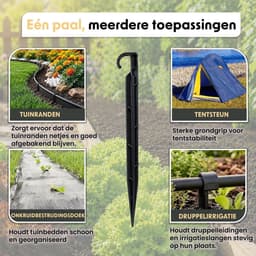 Grondanker - Zwart - 15 cm x 1,6 cm - Kunststof Bevestigingspen voor Druppelirrigatie - Set van 50 stuks — thumbnail 3