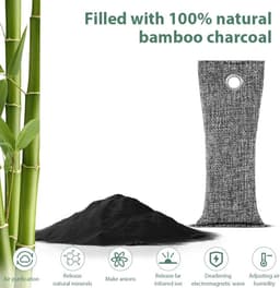 Bamboe Houtskool Zakjes, 12 Stuks, Vochtabsorberende en Geurabsorberende Zakjes voor Schoenen, Kasten, Auto's en Badkamers, 75g — thumbnail 4