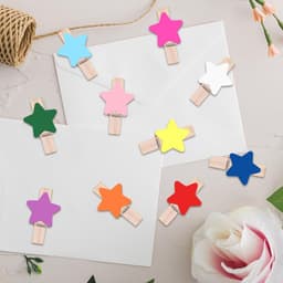 SnelShoppen - 100 Mini Houten Knijpers Stervormig, Kleurrijke Fotoknijpers voor Creatieve Projecten, Adventskalender & Decoratie (Multicolor) — thumbnail 3