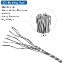SnelShoppen - 10 m x 5 mm Staalkabel van Roestvrij Staal 304 met Spanslot en 2 Schroefspindels voor Ophangen van Wasrekken - Transparant, Duurzaam en — thumbnail 2