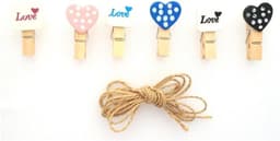 Mini Kledingknijpers van Hout met Liefde en Hartjes, Inclusief 2.4 m Jute Touw voor Creatieve Projecten en Decoratie — thumbnail 3