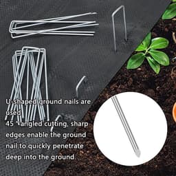 Dailygoods- Grondankers 60 Stuks - Anti-Roest U-Haringen 150 x 40 mm - Grondhaken voor Onkruiddoek - Bevestigingsplaten 6,5 x 7 cm - Betrouwbare Stabiliteit voor Tuin en Terras - Tuinankers — thumbnail 2