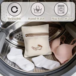Dailygoods - Laundry Bags Wasmachine-netzakken, 2 stuks, met hersluitbare was, 18 x 20 cm, geschikt voor fijne was, beha's, sokken en schoenen — thumbnail 5