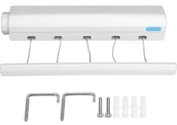 Dailygoods - Intrekbare waslijn - Ruimtebesparend - 3,75 meter - Kleding drogen - Geschikt voor binnen en buiten - Blauw/Roze — thumbnail 5