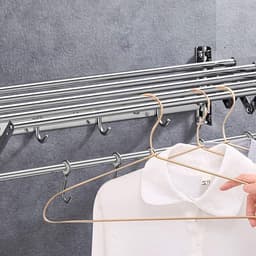 Waslijn Uitschuifbaar - Droogrek Muurbevestiging - Kleding Drogen - Ruimtebesparend Ontwerp - 80 cm - Zilver — thumbnail 3