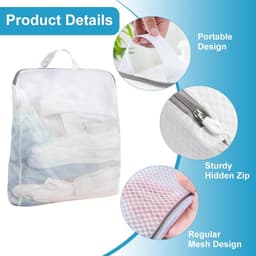 Wasnetjes met ritssluiting - Wit - 50 x 60 cm - Polyester Waszak met Handgrepen - Voor Wasmachine — thumbnail 3