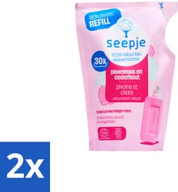 2 x Seepje - Wasverzachter - Duurzaam & Frisse Geur - Navulling - Pioenroos en Cederhout - 30 Wasbeurten - 750 ml - Wasverzachter - Wasmiddel - Natuurlijke Wasverzachter - Biologische Wasverzachter - Duurzame Wasverzachter — thumbnail 1
