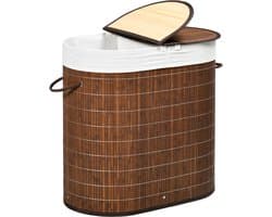 1 stuk - wasmand/smeermand - capaciteit 100 liter - met af te trekken dekking - afmetingen 38 cm x 38 cm x 57 cm - bruin