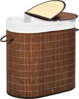 1 stuk - wasmand/smeermand - capaciteit 100 liter - met af te trekken dekking - afmetingen 38 cm x 38 cm x 57 cm - bruin — thumbnail 1