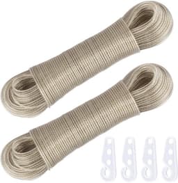 Waslijn 50 m - Waslijn met stalen kern 3 mm - Weerbestendig - Extra sterke waslijn - Ideaal voor tuin/camping - Duurzaam en flexibel - Waskoord — thumbnail 1