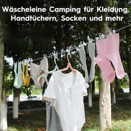 Uittrekbare Waslijn Camping - 2 Stuks - 12 Klemmen - 18m tot 36m - Outdoor Waslijn voor Vakantie en Slaapzaal — thumbnail 4
