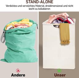 Vouwbare Wasmand 62 L, 58 x 15 x 11 cm, Ideaal voor Was Sorteren, Opbergen en Reizen, Geschikt voor Slaapkamer, Badkamer en Kinderkamer — thumbnail 2