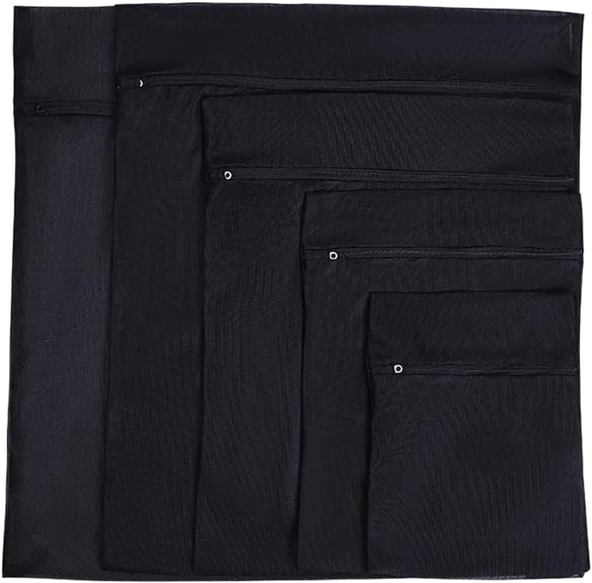 Waszakken, fijne mesh waszak, ritssluiting, beschermt de beste kleding in de wasmachine (zwart) — afbeelding 1