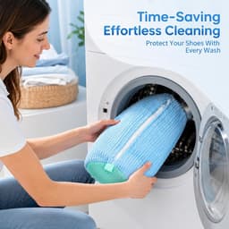 Waszak voor Sneakers - 2 Stuks, Blauw, Beschermnet voor Wasmachine, Schokbestendig en Ritssluiting, Ideaal voor Sportschoenen — thumbnail 3