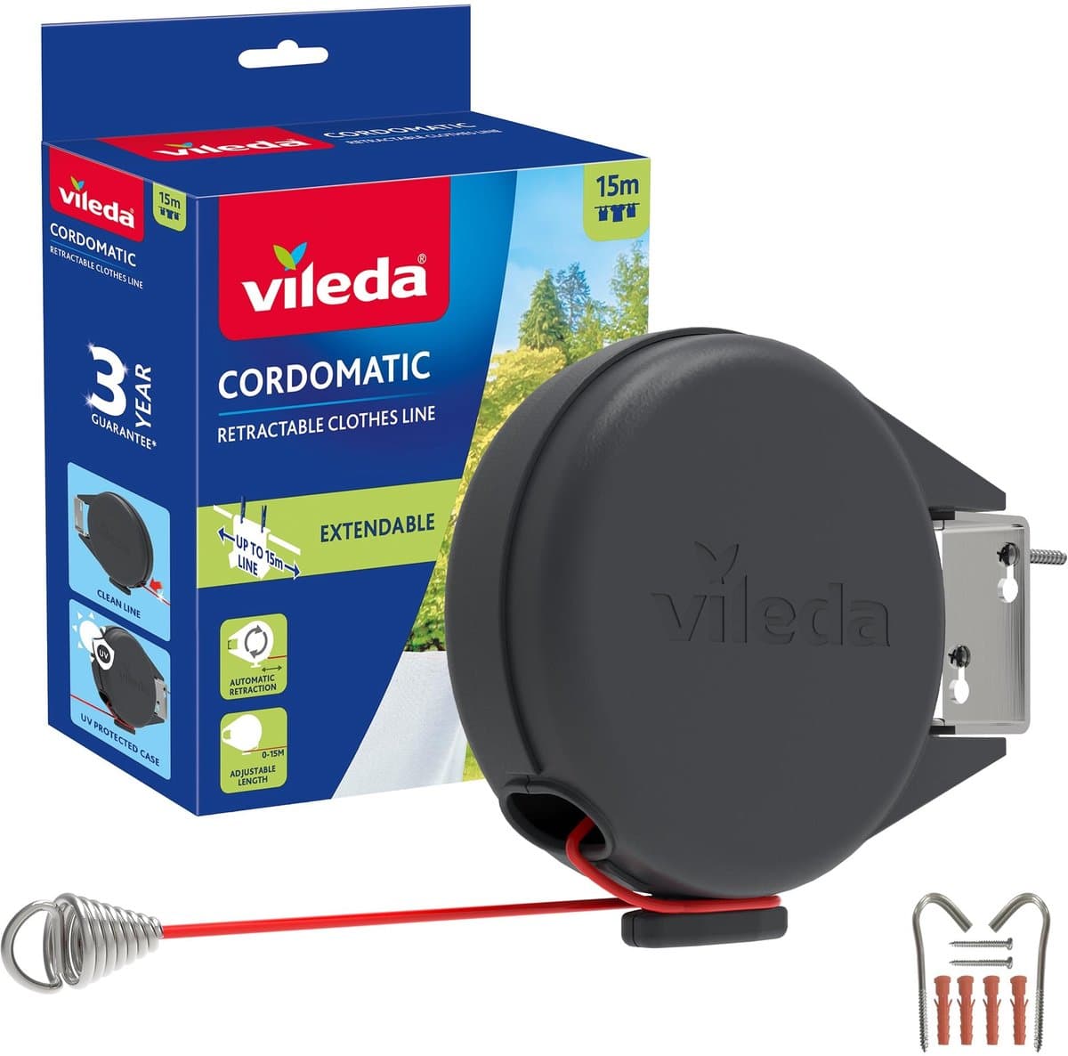 Solidchoice - Extendable Waslijn van Robuust Kunststof, 15 m — afbeelding 1