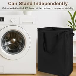 Smal opvouwbare wasmand - Waterdicht Oxford-weefsel - Handgrepen voor eenvoudig transport - Ruimtebesparend - Voor slaapkamer, badkamer en bijkeuken — thumbnail 4