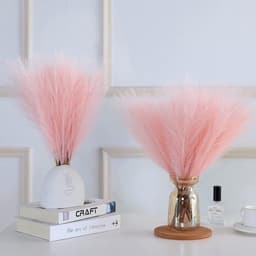 30 stuks droogbloemen roze, natuurlijk kunstpampasgras, decoratief pampasgras, wollig, pampasgras, kunstdroogbloemen, decoratie, boho voor bruiloft en woondecoratie (donkerroze) — thumbnail 3