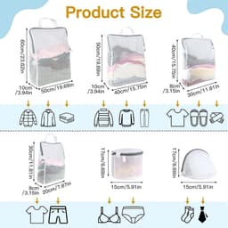 6 stuks wasnet, 50 x 60 cm, 40 x 50 cm, met ritssluiting en handgrepen | Waszak voor de wasmachine, 5 maten, vervorming en vouwen van kleding om waszakken te voorkomen, voor jassen — thumbnail 3