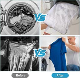 Set van 4 Grote Wasnetten voor de Wasmachine, 50 x 60 cm, Herbruikbare Waszakken voor Ondergoed, Bh's en Sweaters met Handvatten en Rits — thumbnail 2