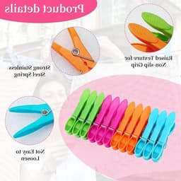 60 stuks wasknijpers met opbergtas, duurzame PP-materiaal, roestvrijstalen veren, antislip clips voor binnen en buiten, perfect voor wasserette, thuisgebruik en reizen — thumbnail 2