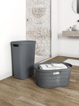 Curver Infinity Recycled Dots Wasmand - 40L - 2 stuks - Donkergrijs — thumbnail 4