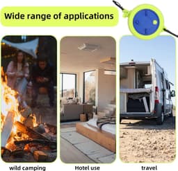 Intrekbare waslijn 10 m draagbaar - verstelbare campingwaslijn met 10 vaste gespen en 20 wasknijpers voor camping buiten en binnen (oranje) — thumbnail 4