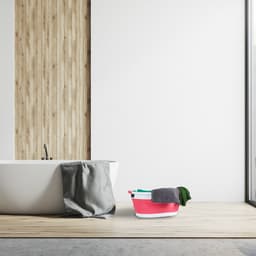 opvouwbare wasmand - 24 liter - kunststof - ruimtebesparend inklapbaar - handgrepen - blauw-wit — thumbnail 2