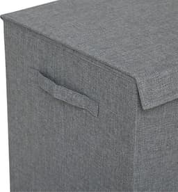 5Five Eureka sorteer wasmand - 74 liter - grijs - 37 x 37 x 60 cm - MDF/Polyester stof - met afsluitklep — thumbnail 4