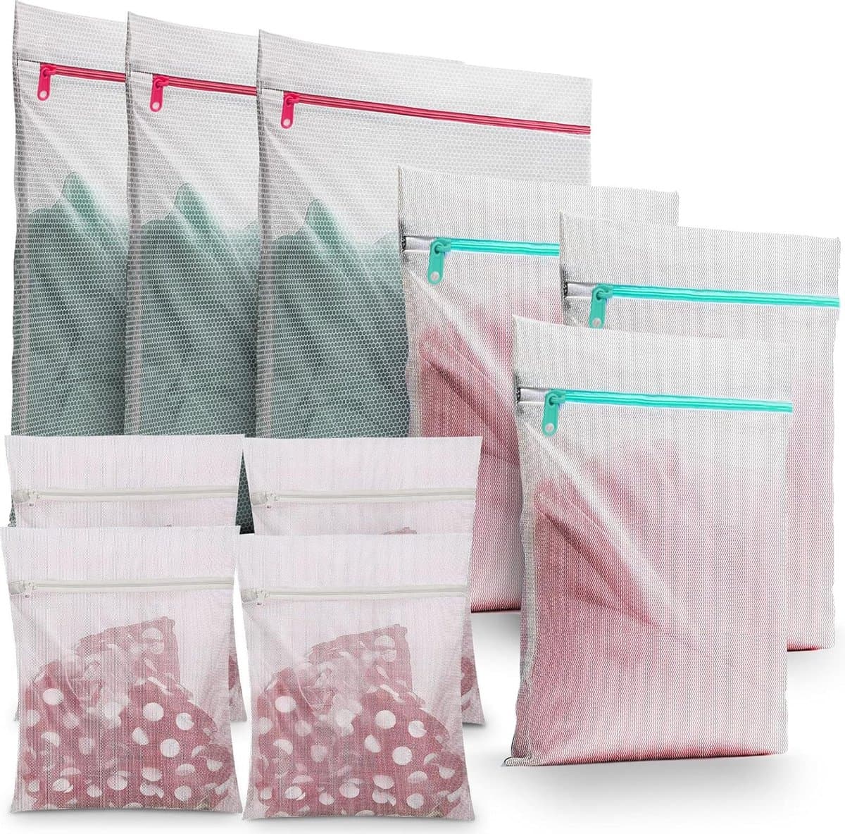 Goodivery ® 10 stuks waszakken, wasnet voor wasmachine, waszak, vuile was, reiskinderen, waszak voor bh, ondergoed, schoenen, babykleding, kussen, knuffels, waszak — afbeelding 1
