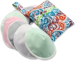 Herbruikbare Borstvoeding Pads - 8 Wasbare Pads + Nat Zak + Waszak, Zachte Nipple Covers voor Moeders - Ideaal voor Borstvoeding en Maternity (Pastel Touch, Groot 4.7 inch) — thumbnail 3