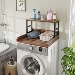 Wasmachine Droger Werkblad - Wasrek Bovenbouw - Was Sorteren - Met Plank - 60 x 60 cm - Walnoot — thumbnail 2