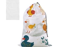 Grote Waszak - Wasknijperzak Speelgoedzak - Kleding Wassen - Mesh Voering - 61 x 61 x 90.9 cm - Oranje Wit