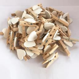 Houten Fotoclips - Mini Wasknijpers - Decoratie Kaarten - Hartvormig Design - 50 stuks - Houtkleur — thumbnail 5