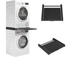 DYNA® Tussenstuk Wasmachine Droger - Stapelkit - Tussenstuk Wasmachine en Droger - Tussenstuk Wasmachine Droger Zwart - Tussenstuk Wasmachine Droger Aeg - Zwart - 54cm x 60cm x 8cm